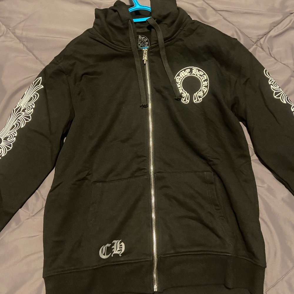 Chrome Hearts Horseshoe Floral Cross-Sleeve Zip Up